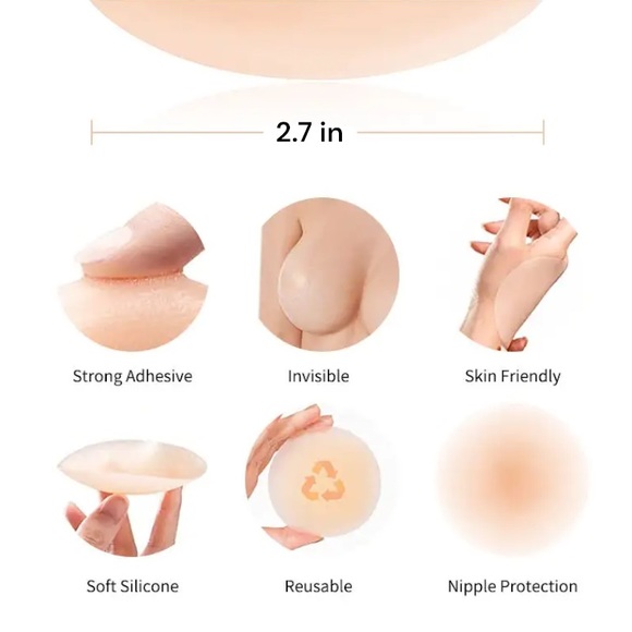🔥 [3 Pairs - Brand New ]Invisible Silicone Nipple Cover for Women | Washable🏖️ - Picture 5 of 6